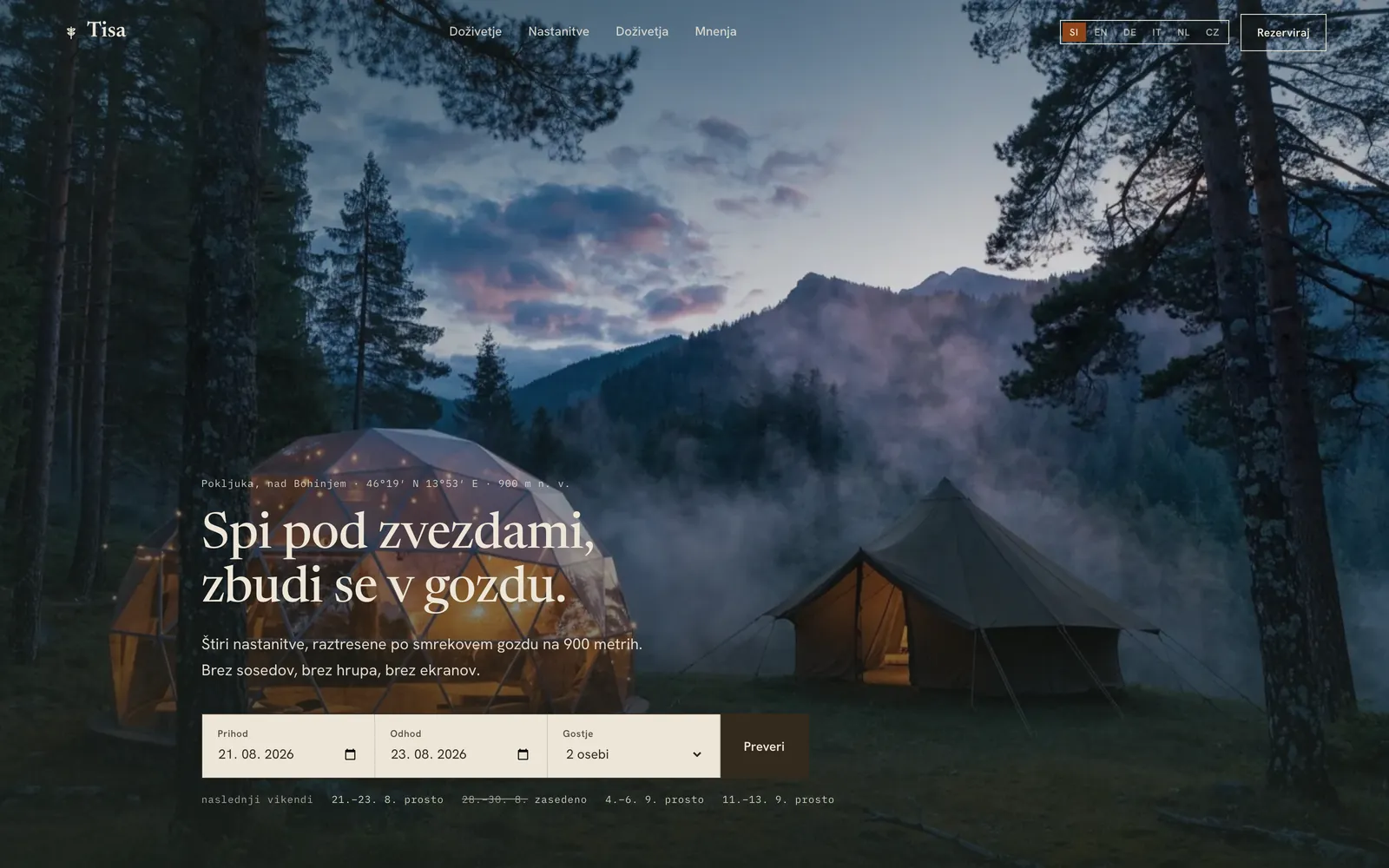 Tisa — koncept spletne strani