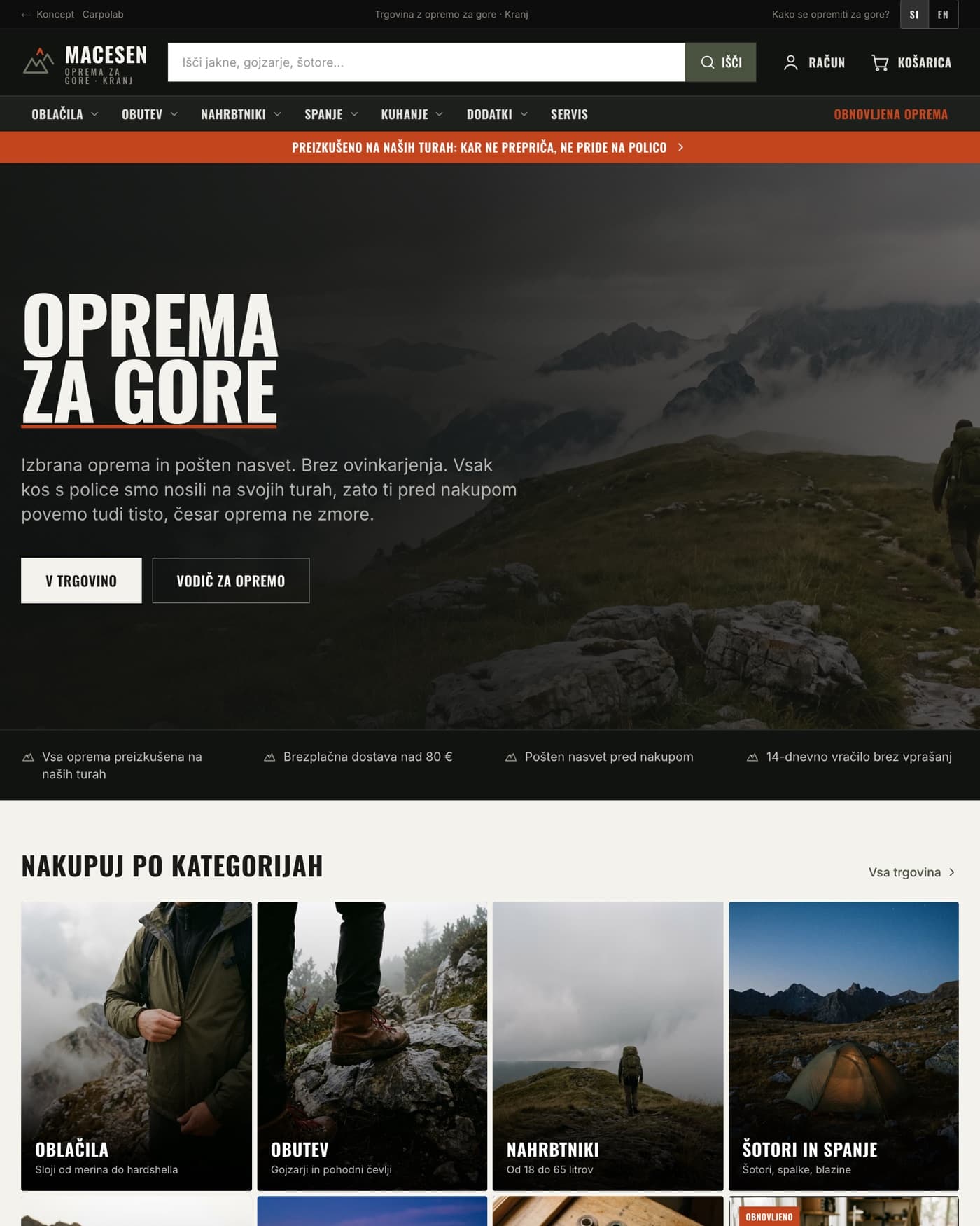 The Macesen online store concept
